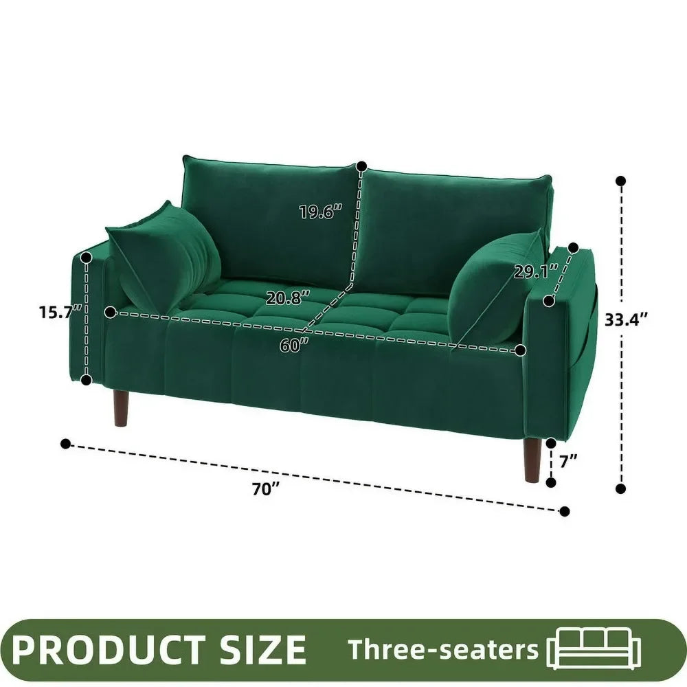 56" Velvet Loveseat Sofa, Modern Comfortable Sofa Loveseat Small Sofa Couch with Side Storage Pockect