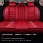 Car Seat Covers Red Full Set Luxury 2 Front Rear Seat Cover PU Leather  Winter Auto Protector Accessories ﻿