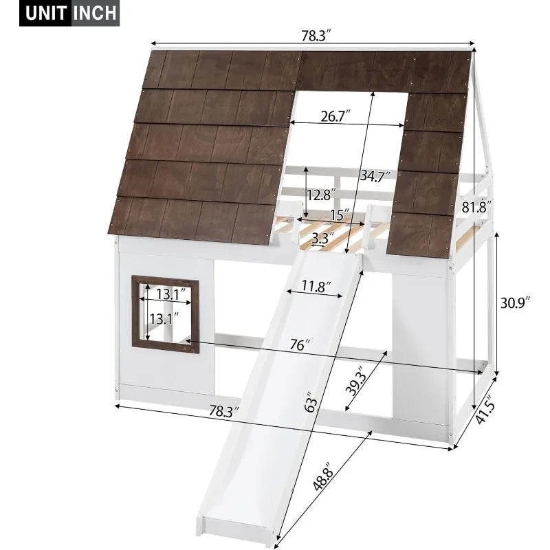 Kids' Playhouse Bunk Bed