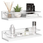 Floating Black Shelves with Metal Guardrail, Wall Mounted Shelf for Wall Decor Set of 2, Modern Bathroom Storage Shelves for Bat