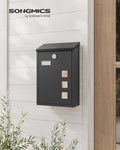 SONGMICS - Modern Wall Mounted Post Box with Viewing Windows, Nameplate, Lock with Copper Core, Easy to Install