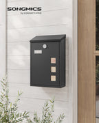 SONGMICS - Modern Wall Mounted Post Box with Viewing Windows, Nameplate, Lock with Copper Core, Easy to Install