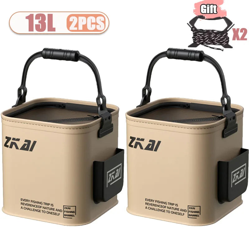 1-2PCS 8/13L Multi-Purpose Collapsible Fishing Bucke Water Pail  Durable Portable Handheld Bucket With Lid for Outdoor Camping