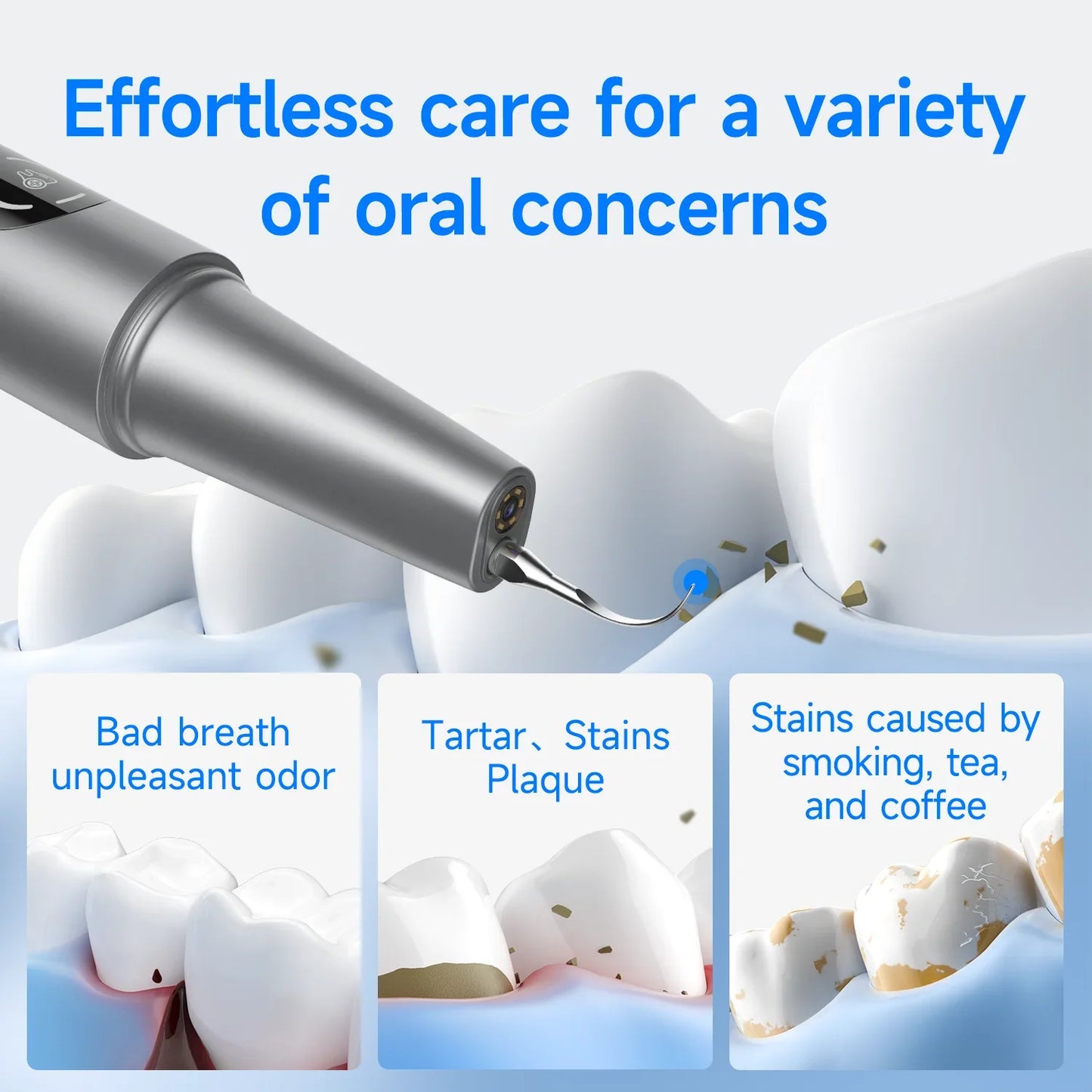 Visual Electric Ultrasonic Dental Cleaner - 5 Modes Safe Home Teeth Cleaner for Hard Stain Removal Teeth Whitening Oral Care