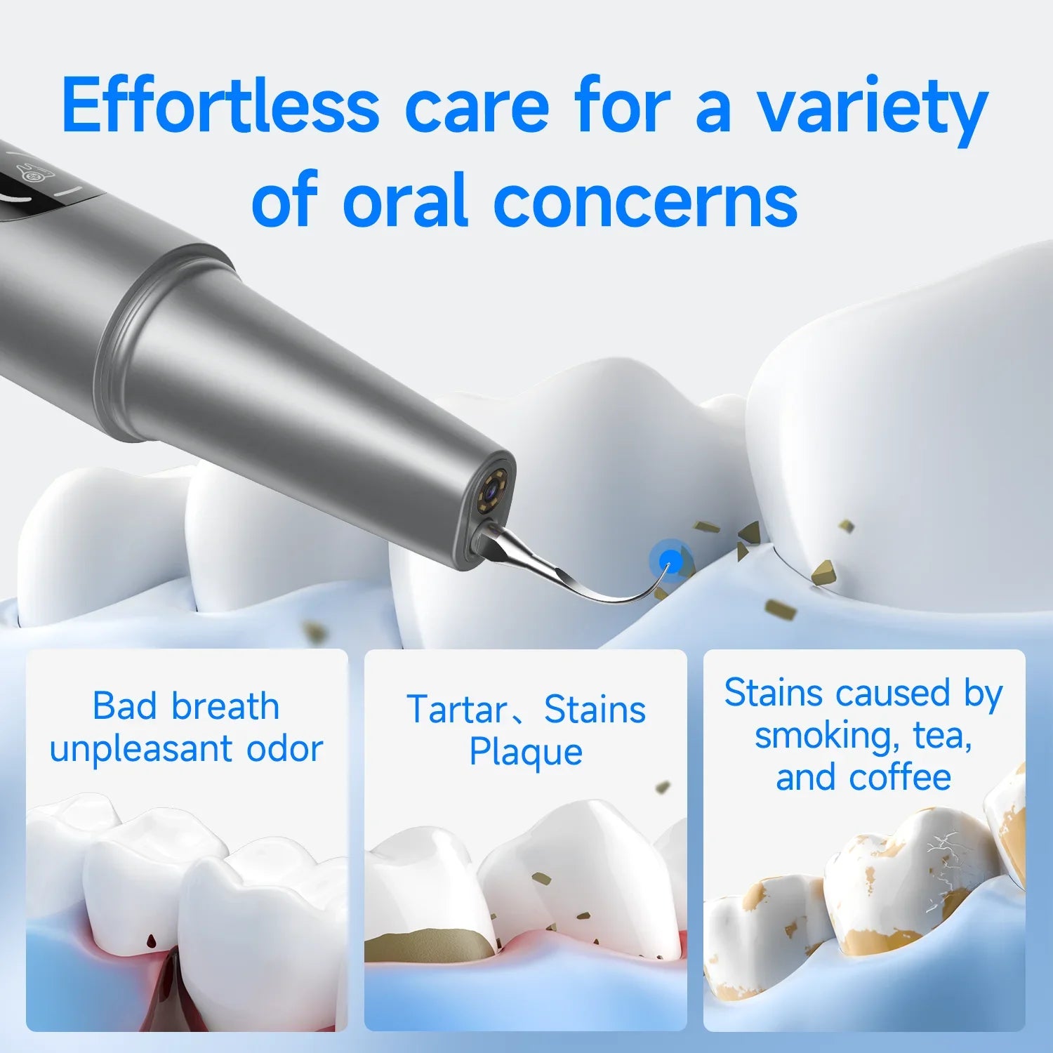 Visual Electric Ultrasonic Dental Cleaner - 5 Modes Safe Home Teeth Cleaner for Hard Stain Removal Teeth Whitening Oral Care
