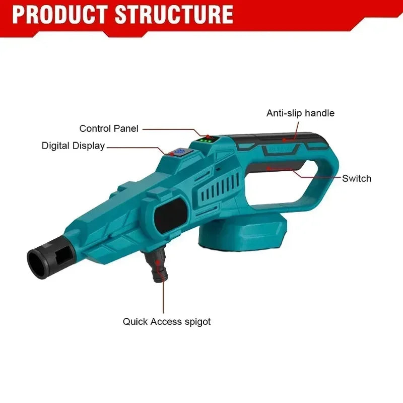 200Bar 3500W 3Gears Brushless Electric High Pressure Washer Cordless Car Washing Gun Water Gun for Makita 18V Battery