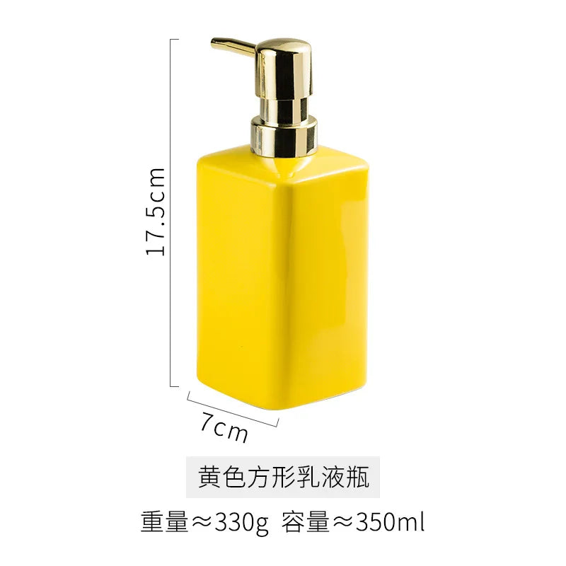 Enamel Hand Soap Shower Gel Dispensing Bottle Household Ceramic Soap Dispenser Gold Press Lotion Bottle Bathroom Accessories New