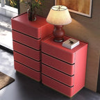 3 4 5 drawers Saddle leather Storage locker household living room drawer cabinet Italian light luxury wood Dressers Furniture