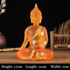 Transparent Sitting Buddha Statue Zen Gesture Thai Buddha Resin Figurine Sculpture Home Office Feng Shui Decoration Ornament