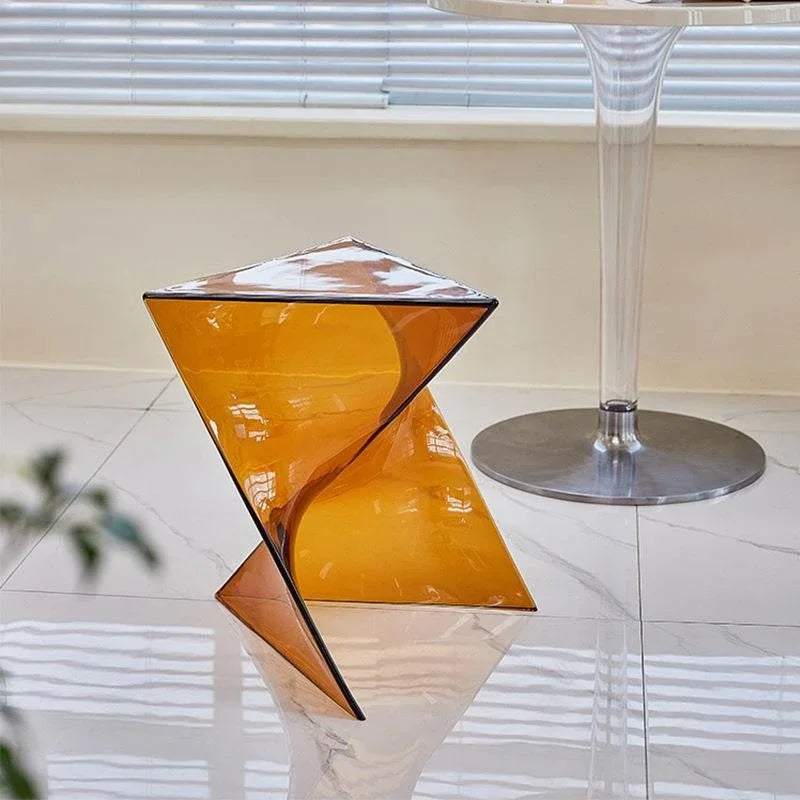 Acrylic Living Room Transparent Geometric Coffee Table Small Unit Minimalist Bedside Table Designer Lightning Corner Table