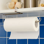 1 Piece Stainless Steel Kitchen Paper Towel Rack Card Holder Plastic Wrap Storage Cabinet Hanger No Punch Required Hanging Kitch