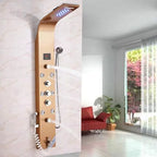 Gold Shower Panel LED Light Bathroom Six Functions Shower Column Tower Digital Screen Waterfall Shower Massage Spa Jets Tub