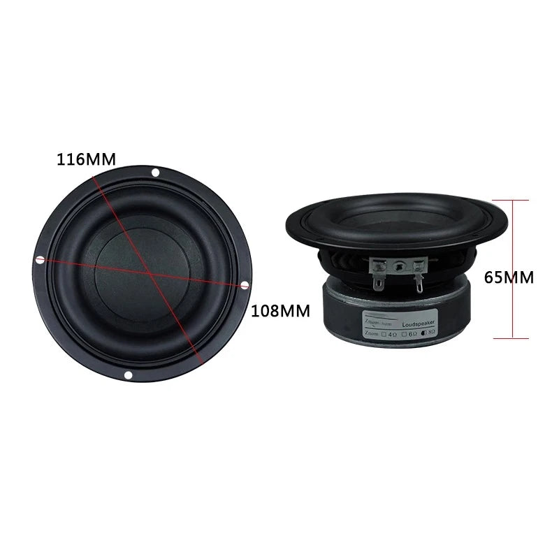 1Pcs 4 Inch Subwoofer Speaker 4/8 Ohm 100W Woofer Square/Round Deep Bass Long Stroke Loudspeaeker DIY Bluetooth Speakers