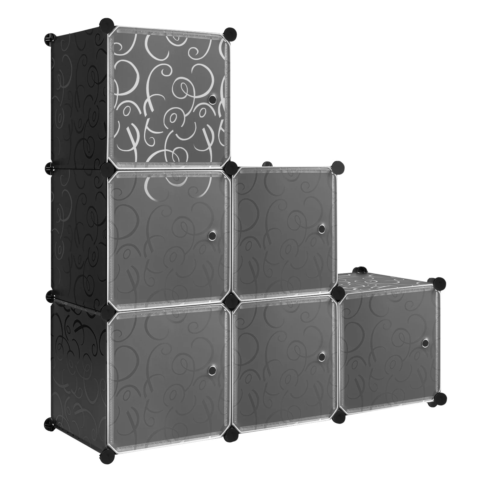 WOLTU Stackable Shoe Cabinet Shoe Rack with 6 Stacking Boxes Door DIY Boltless Shelf Plastic Box for Shoe Storage Organizer