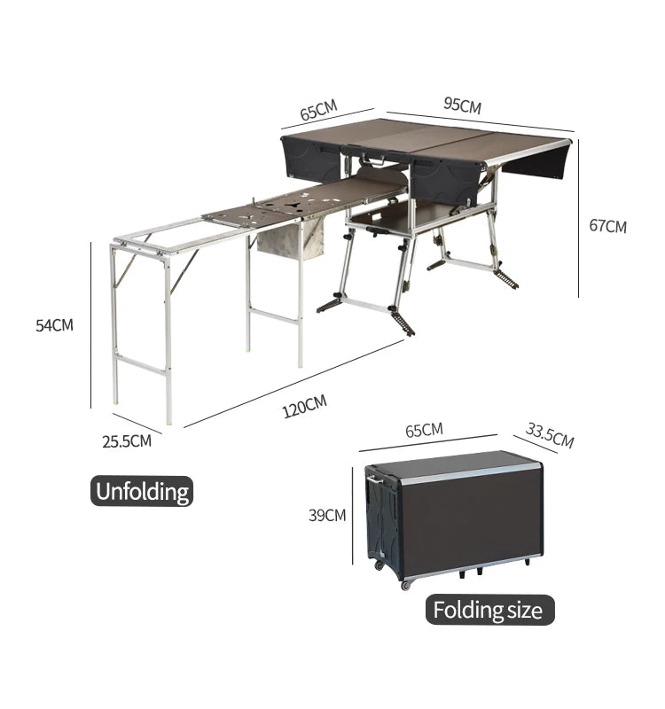 Camp Aluminum Kitchen and Rv Kitchen  Bulin C650-BBQ Outdoor  Equipped Picnic Table Folding Camping Stove Camping Mobile Kitchen