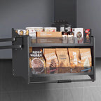 Hydraulic Soft Closing Aluminum Alloy Kitchen Cabinets Big Push Down Modern Kitchen Vegetable Storage Basket Drawers for Kitchen