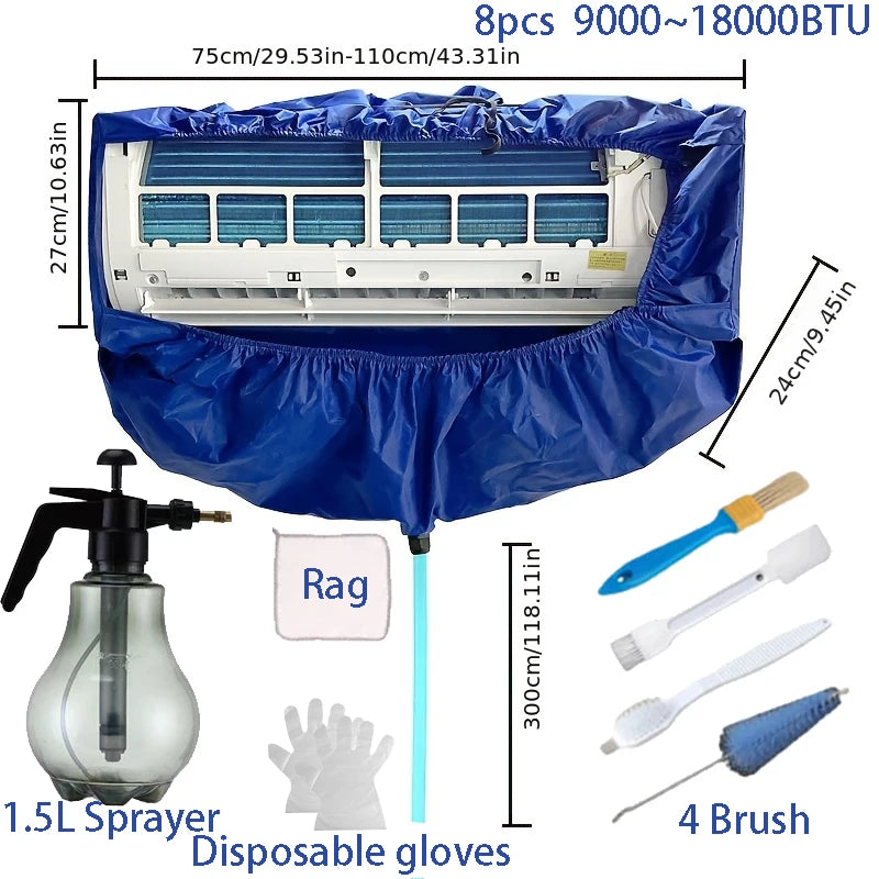 Summer Large Air Conditioning Cleaning Cover Kit 36000BTU Hanging AC Reusable Thickened Dust Water Bag Support Plate Cleaner