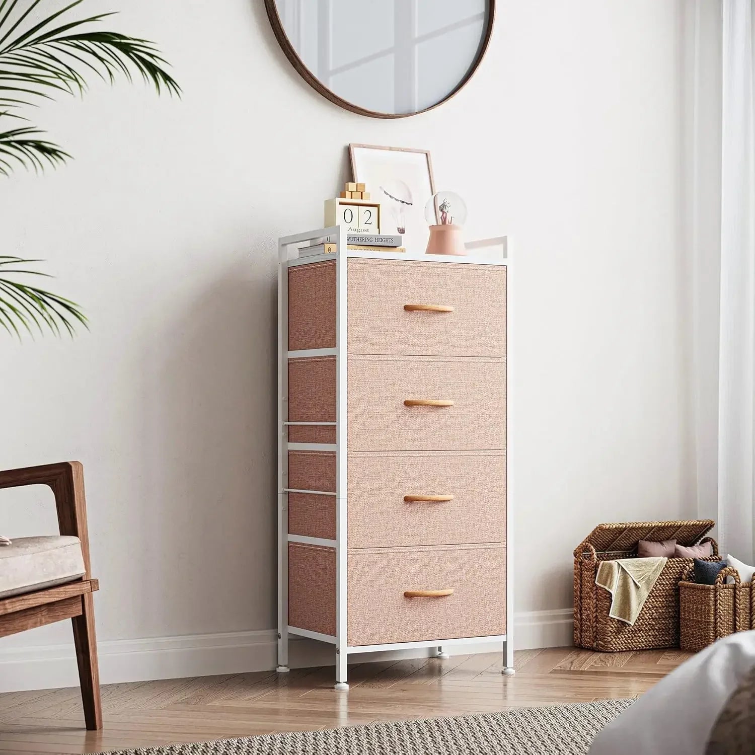 Dresser for Bedroom with 4 Drawers, Tall Dressers Storage Drawers, Tower Organizer Unit for Hallway, Entryway, Closets