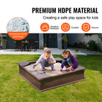 SucceBuy Sandbox with Cover in Square Sand Box Sand Pit with 4 Corner Seating and Bottom Liner Kids Sandbox for Outdoor for Kids