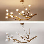 Resin Tree Branch Glass Bubble LED Pendant Chandelier for Retro Home Decor
