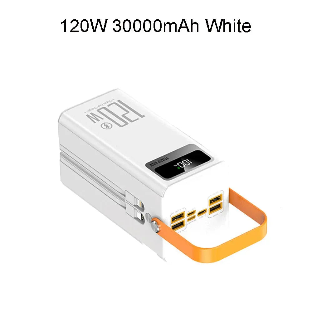 30000mAh 60000mAh Portable Power Bank 120W Fast Charging Power Station Emergency Power Bank LED Charger for Home Camping Phone