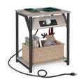 VASAGLE End Table with Charging Station, Small Side Table for Living Room, Bedroom, Nightstand with Outlets and USB Ports