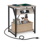 VASAGLE End Table with Charging Station, Small Side Table for Living Room, Bedroom, Nightstand with Outlets and USB Ports