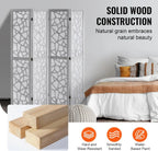 Wood Room Divider, 4 Panel Wood Folding Privacy Screen, 66.9 Inches Tall Indoor Carved Wooden Partition, Portable Decoration
