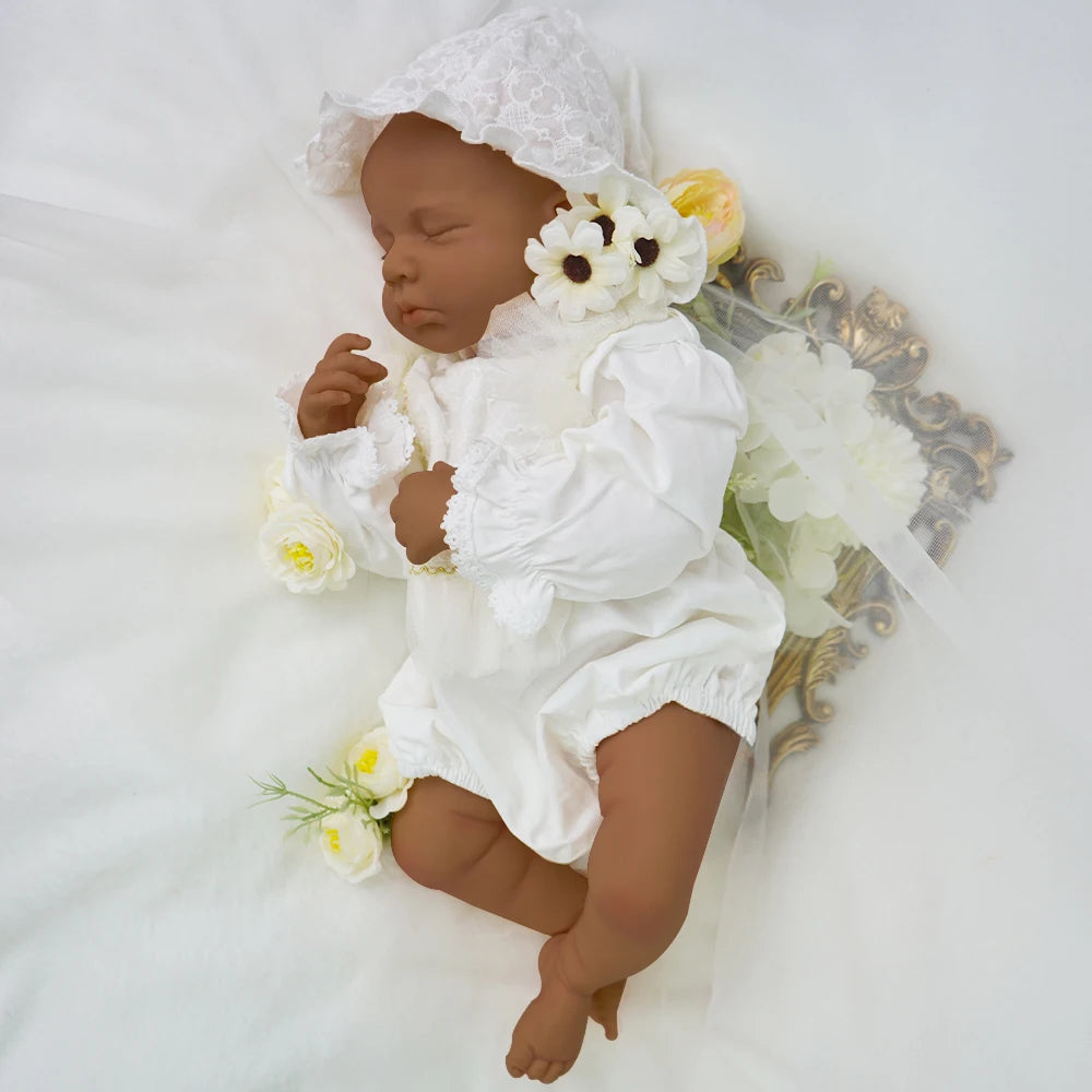 18.9-inch ultra realistic baby girl 3.1kg solid silicone reborn doll healing series closed eye sleeping shape baby muscle touch