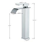 Chrome Bathroom Basin Faucet Waterfall Faucet Single Handle Wide Spout High Style Hot Cold Water Tap  for Bathroom