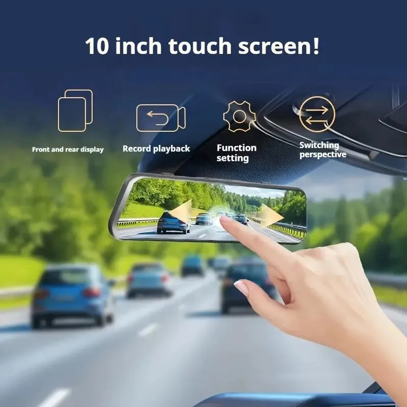 Upgraded 9.66 Full HD CarPlay Screen Mirror Dash Cam – Dual Recording, 24H Parking Mode, Night Vision, Rear Cam Motion Detection