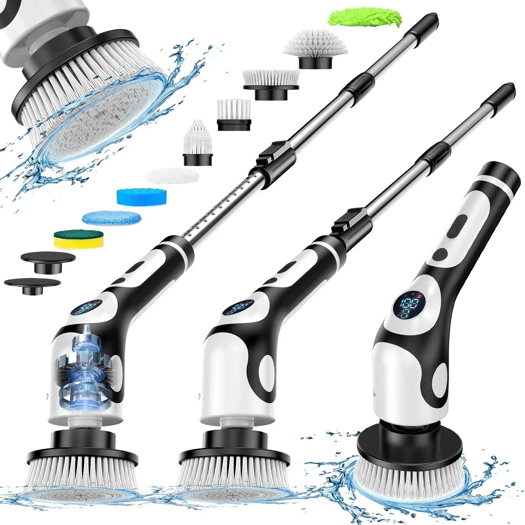 Multifunctional 11 in 1 Electric Spin Scrubber Cordless Cleaning Brush Set with 9 Interchangeable Heads for Bathroom Kitchen Car