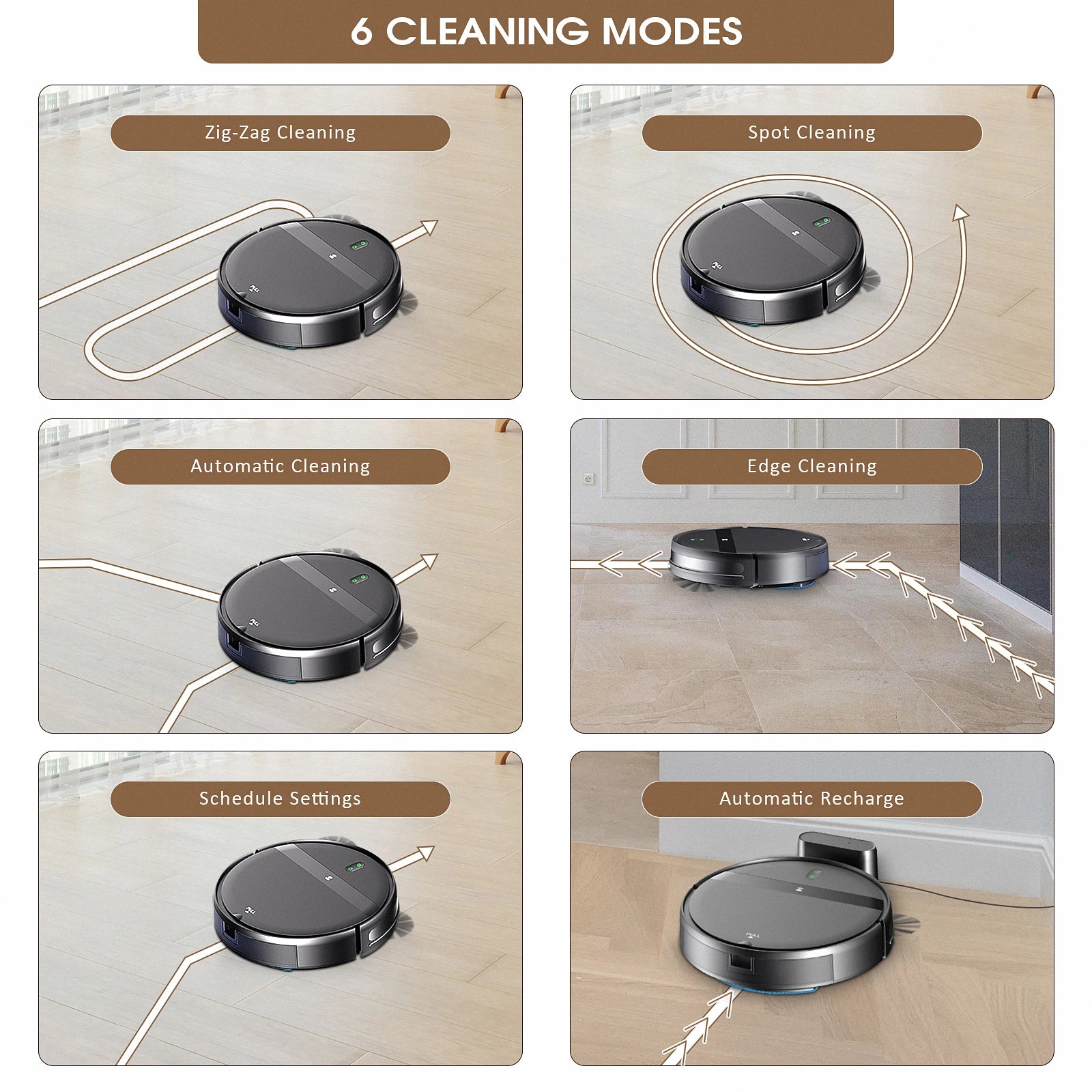 RAYFURN G20 Robotic Vacuum 6000Pa Auto-Charge/Vacuum-Mop 2-in-1 Programmable Cleaner Hardwood/Tile/Carpet Smart Cleaning System