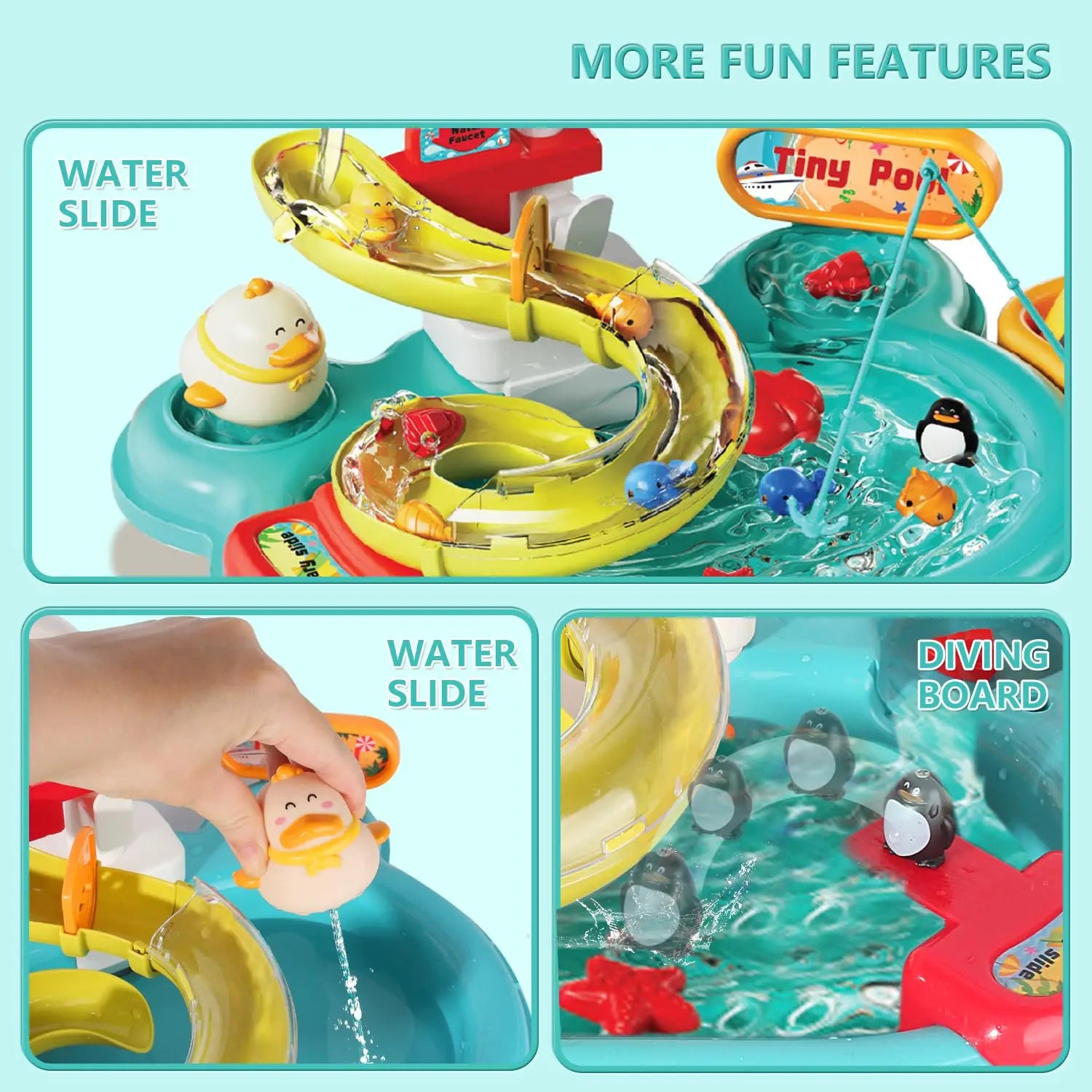 Play Sink with Running Water Toy Kid Dishwashing Basin Interactive Fishing Set Pretend Role Play Game Kitchen Cleaning Food Gift