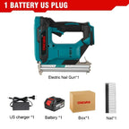 ONEVAN 1022J 2Gears Brushless Cordless Electric Nailer Stapler Furniture Staple Gun Woodworking Tools For 21V 18v Battery