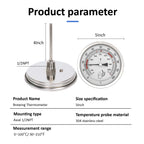 Stainless Steel Dial Bimetal Probe Thermometer Household Boiler Brewing Distilled Water Alcohol Thermometer Accessories