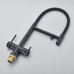 Black Filtered Kitchen Faucet Pure Water Pull Out Brass Sink Faucet Dual Handle Hot&Cold Drinking Water Purified Mixer Taps