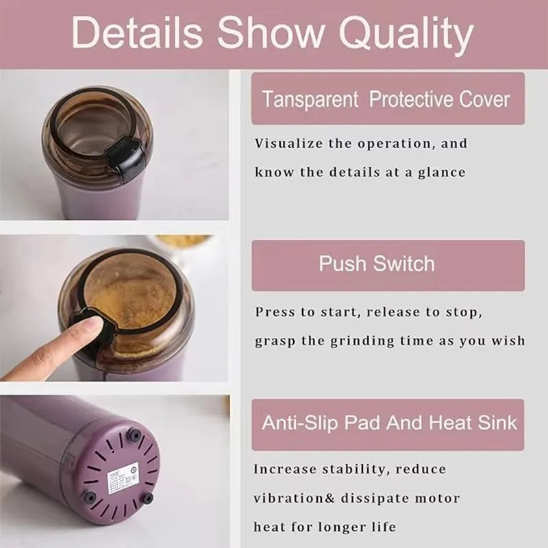 Multifunctional Electric Grinder Grain Mixer Grinder Stainless Steel Household Coffee Grinder Kitchen Seasoning Grinding Tools