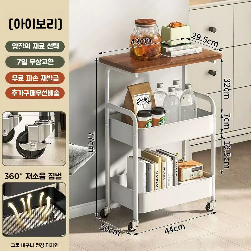 Double Coffee Table Storage with Small Table Movable Living Room Space Saving Modern Style Sturdy Structure Storage Shelf