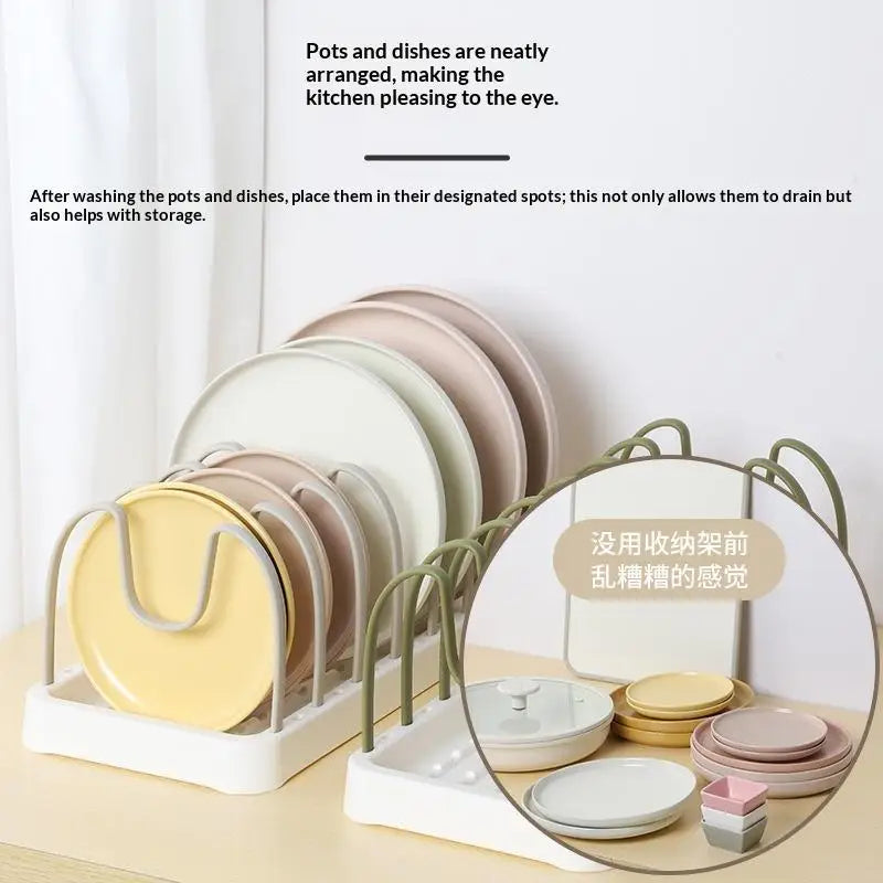 Kitchen Plate Holder Adjustable Multi Functional Tableware Storage Rack for Space Optimization