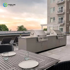 Customized Outdoor kitchen island with sink high-end modern stainless steel barbecue kitchen cabinet