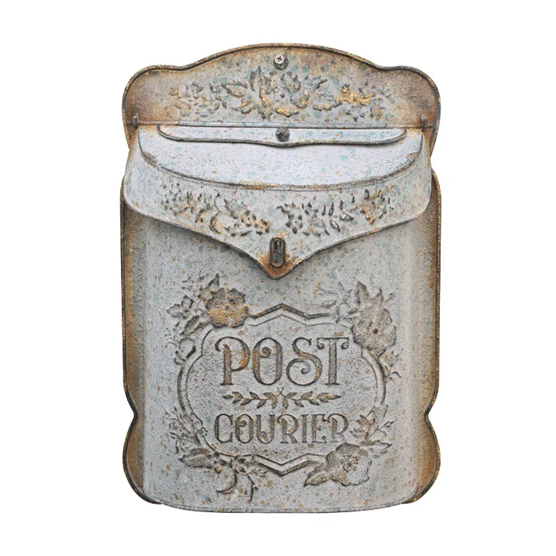 Outdoor Metal Mailbox Farmhouse Design Vintage Style Post Box for Leaving Message Wall Mounted Post Garden Decoration
