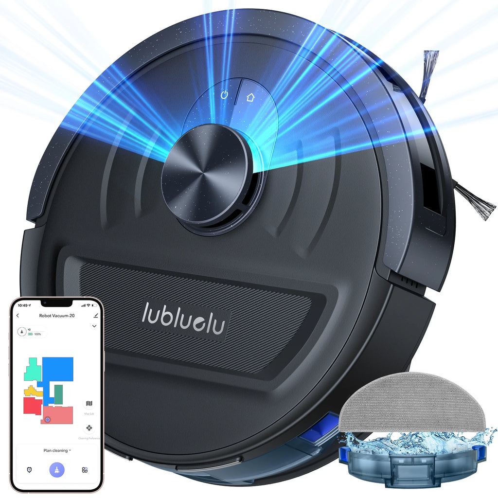 Lubluelu L20 5500Pa Robot Vacuum and Mop, 3 in 1 Robotic Vacuum Cleaner,  Smart Mapping, 30 No-go Zones, for Carpet Pet Hair