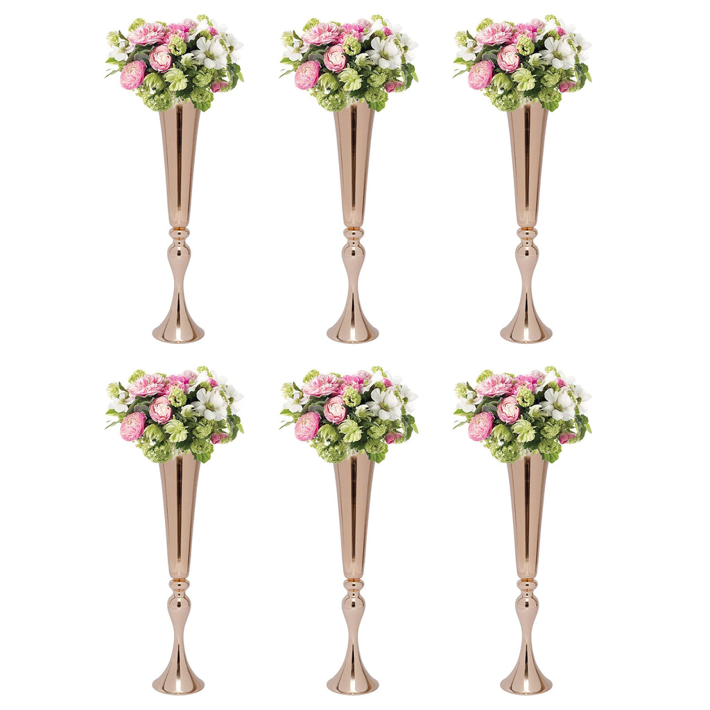 6 PCS Gold Trumpet Vases Wedding Party Props Centerpieces Flower Stand Candle Holder Centerpieces for Table Wedding