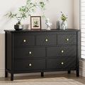 7 Drawers Dresser for Bedroom, Black Dressers & Chests of Drawers with Gold Handles and 7 Large Drawer, Wooden Storage Cabinet