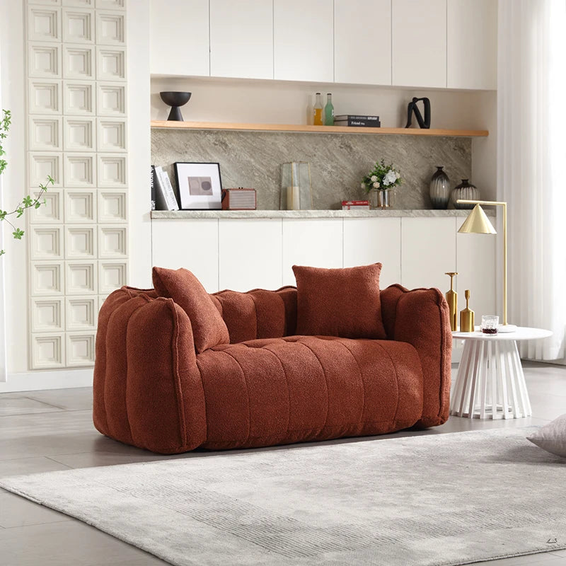 Minimalist Modern 2-Seat Soft Beanbag Chair With High Resilience Foam Core The Comfortable Square Recliner Sofa
