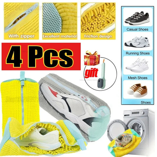 Machine Washable Shoe Washing & Drying Bag with Soft Fiber - Durable Polyester Laundry Protector for Shoes Adjustable Strap