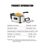 3.5L Household & Commercial Electric Fryer Frying, Fritters, Fried Chicken Slices Adjustable Temperature Easy To Clean