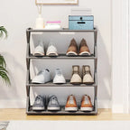 Home Shoe Shelf Organizer Sturdy 4 Tier Shoe Rack Foldable Dustproof Storage for Entryway Bedroom Closet Space Saving Organizer