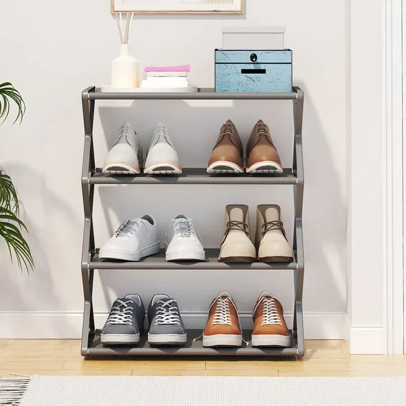 Home Shoe Shelf Organizer Sturdy 4 Tier Shoe Rack Foldable Dustproof Storage for Entryway Bedroom Closet Space Saving Organizer